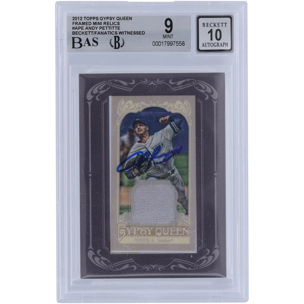 Andy Pettitte Signed 2012 Topps GQ Mini Jersey Relic Card | Graded 9