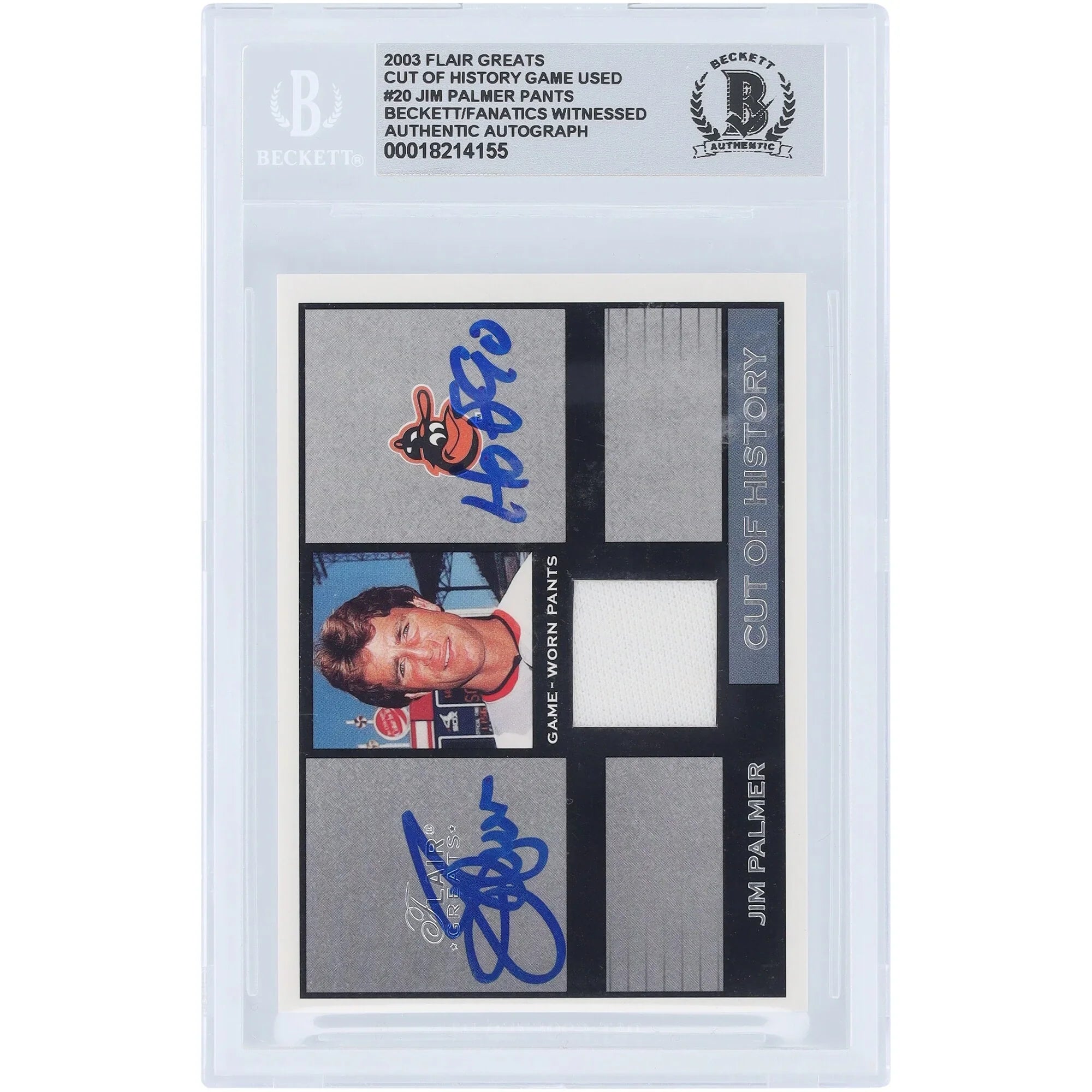 Jim Palmer Signed 2003 Flair Greats Card | Beckett 10 HOF 90