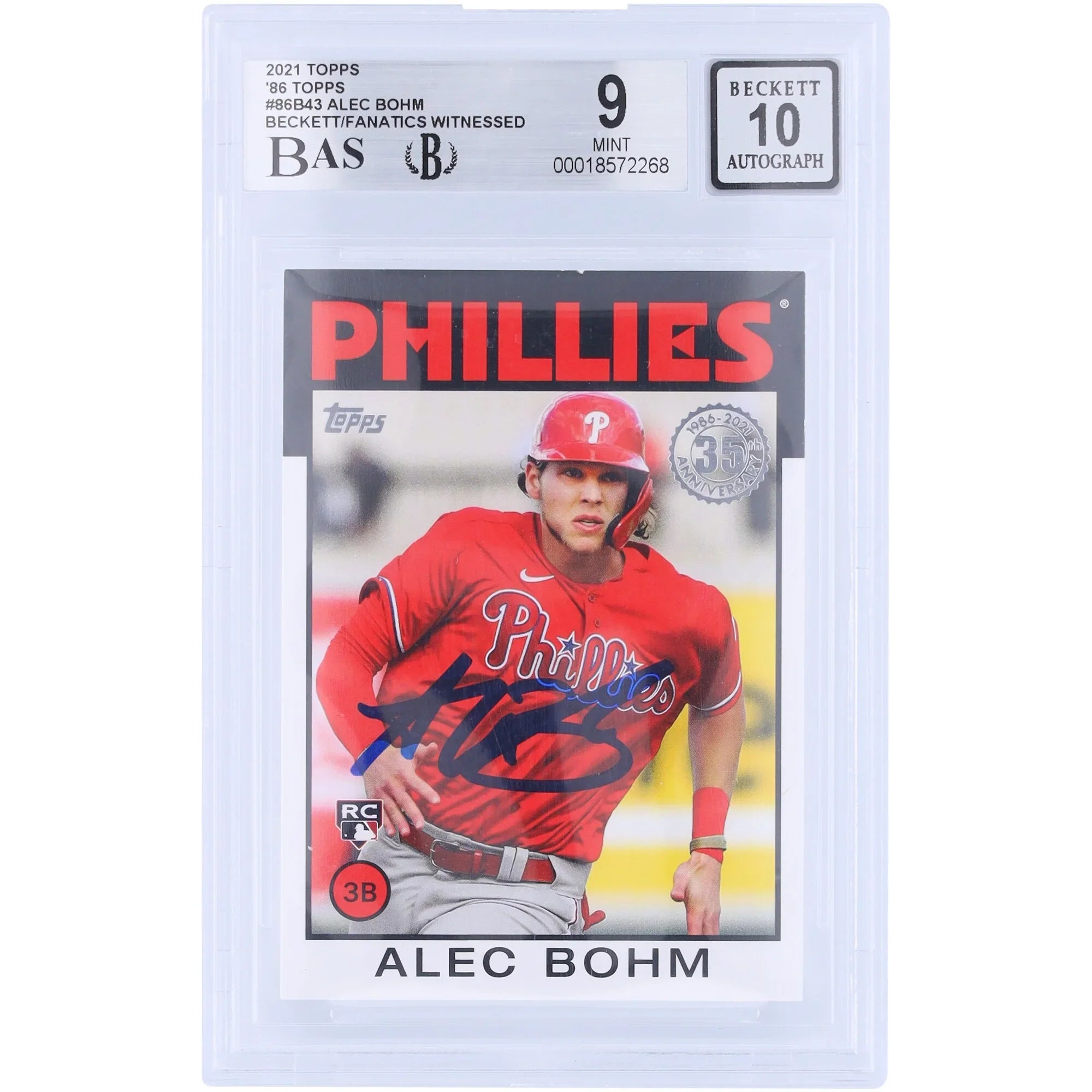 Alec Bohm Signed 2021 Topps '86 Rookie Card #86B-43 | Beckett 9