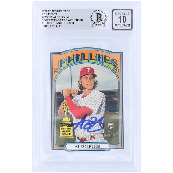 Alec Bohm Signed 2021 Topps Heritage '72 Die Cuts Rookie Card | Graded 10