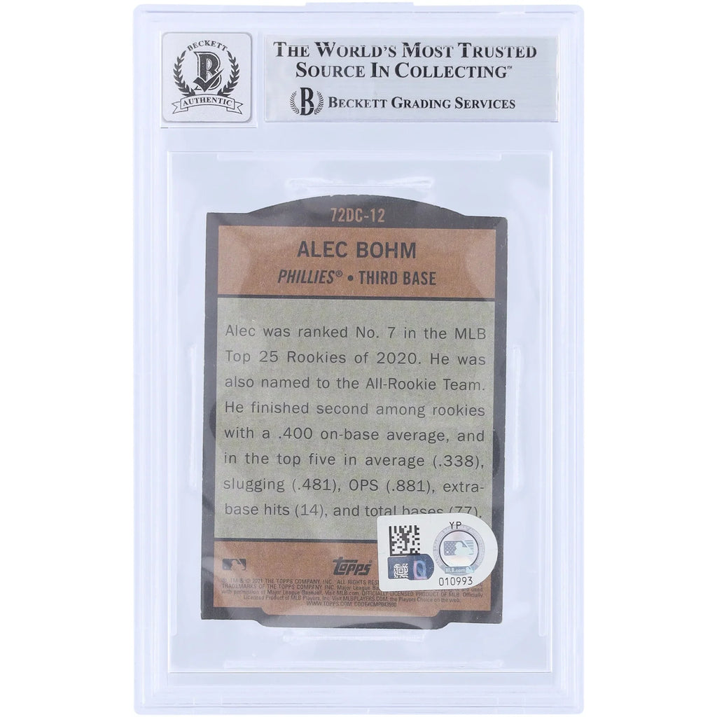 Alec Bohm Signed 2021 Topps Heritage '72 Die Cuts Rookie Card | Graded 10