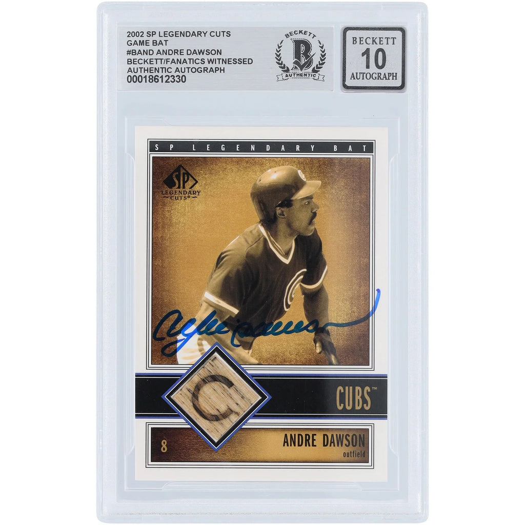 Andre Dawson Signed 2002 Upper Deck SP Legendary Cuts Game Bat Relic Card | Graded 10