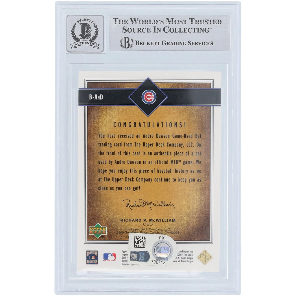 Andre Dawson Signed 2002 Upper Deck SP Legendary Cuts Game Bat Relic Card | Graded 9