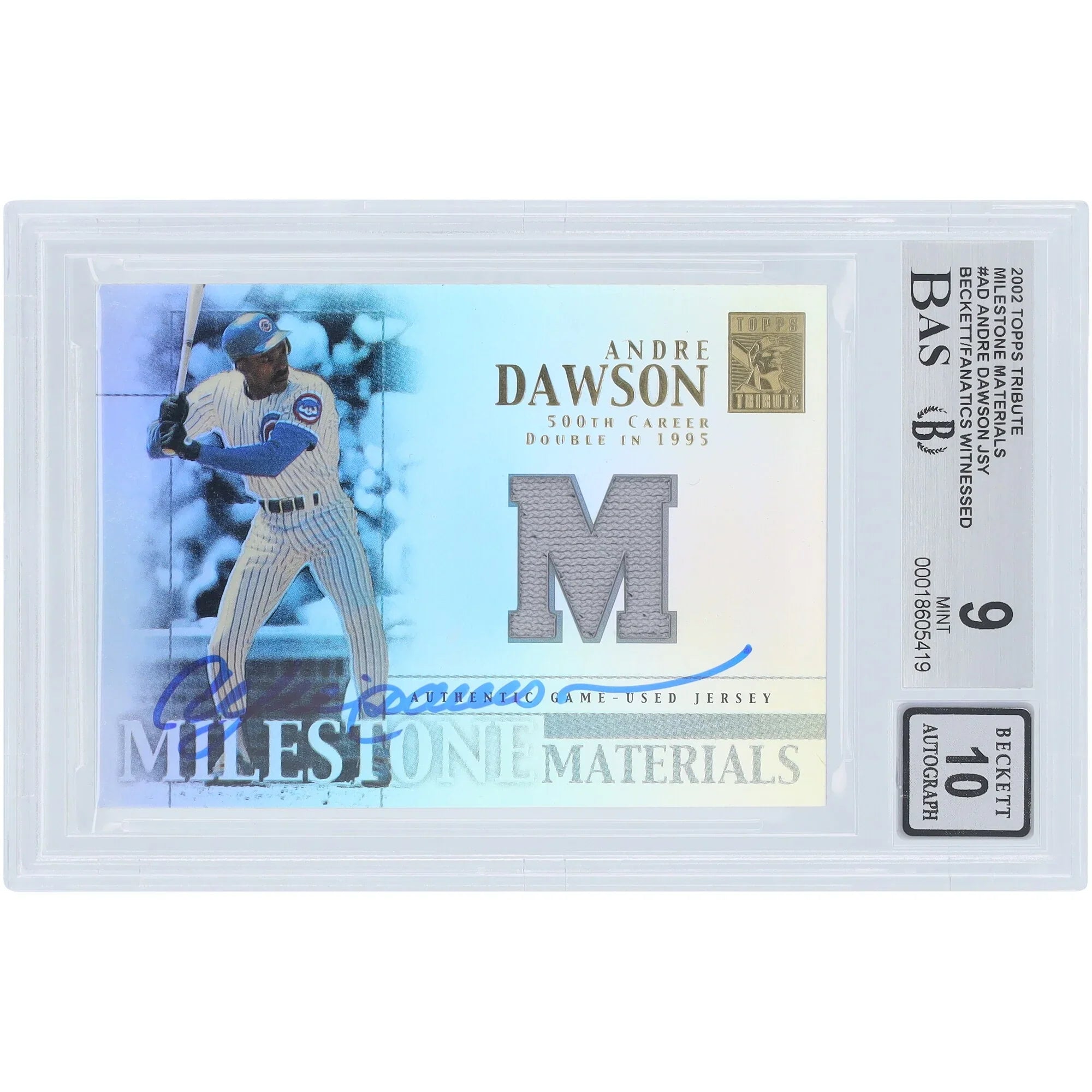 Andre Dawson Signed 2002 Topps Tribute Milestone Materials Card | Beckett Authenticated