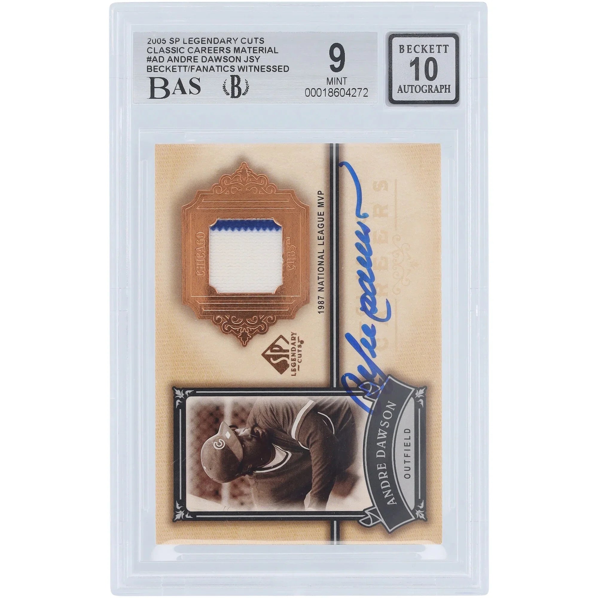 Andre Dawson Signed 2005 Upper Deck SP Legendary Cuts Card | Graded 9