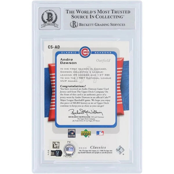 Andre Dawson Signed 2005 Upper Deck Classic Seasons Card | Cubs Graded 10