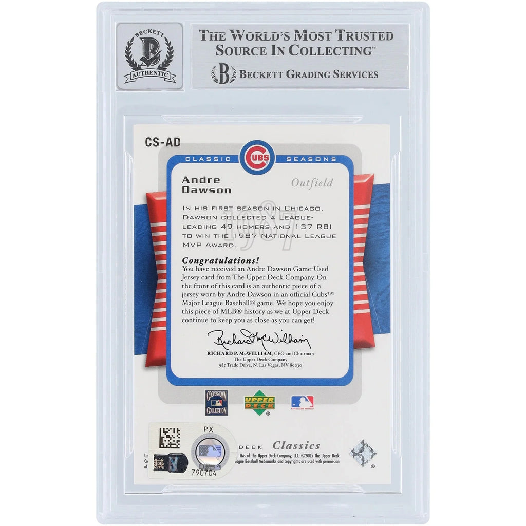 Andre Dawson Signed 2005 Upper Deck Classic Seasons Card | Cubs Graded 10
