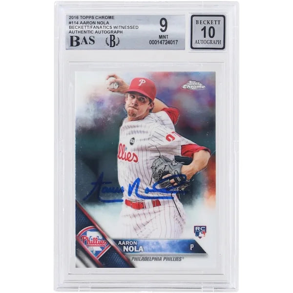 Aaron Nola Signed 2016 Topps Chrome Rookie Card #114 | Beckett Graded