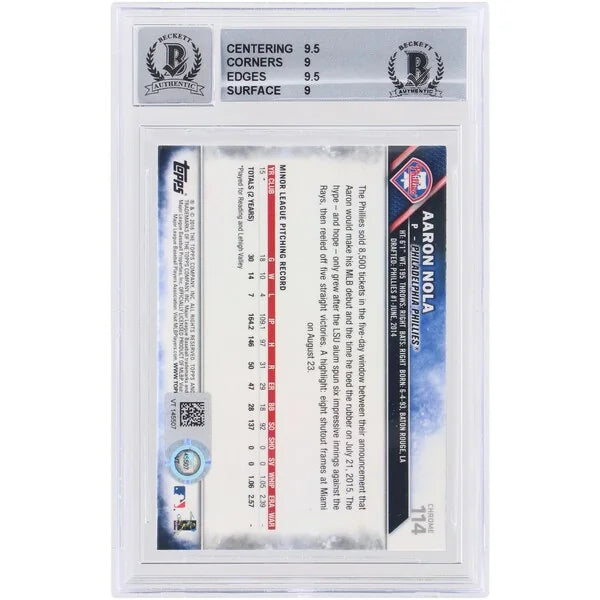 Aaron Nola Signed 2016 Topps Chrome Rookie Card #114 | Beckett Graded