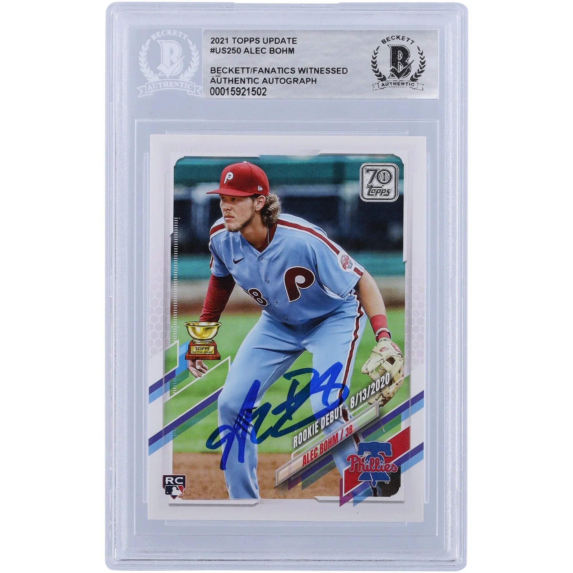 Alec Bohm Signed 2021 Topps Update #US250 Rookie Card | Beckett Authenticated