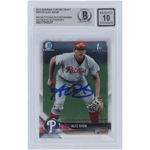 Alec Bohm Signed 2018 Bowman Chrome Draft #BDC-25 | Beckett 10