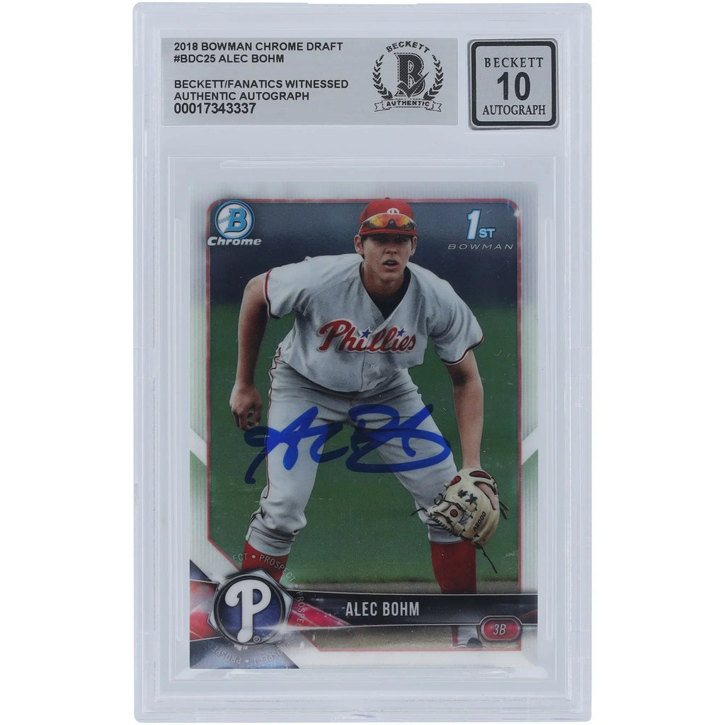 Alec Bohm Signed 2018 Bowman Chrome Draft #BDC-25 | Beckett 10