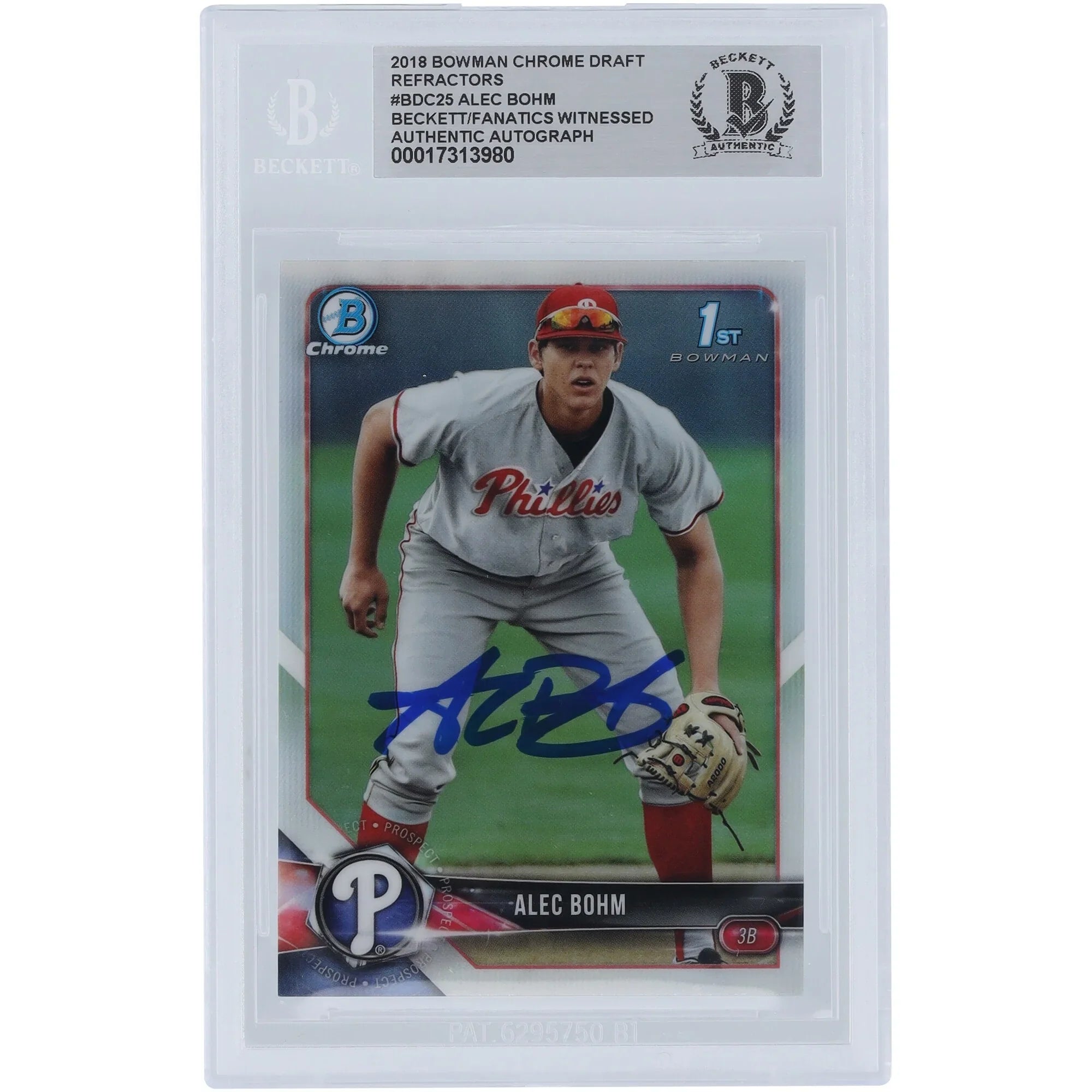 Alec Bohm Signed 2018 Bowman Chrome Draft Refractor #BDC-25 | Beckett Authenticated