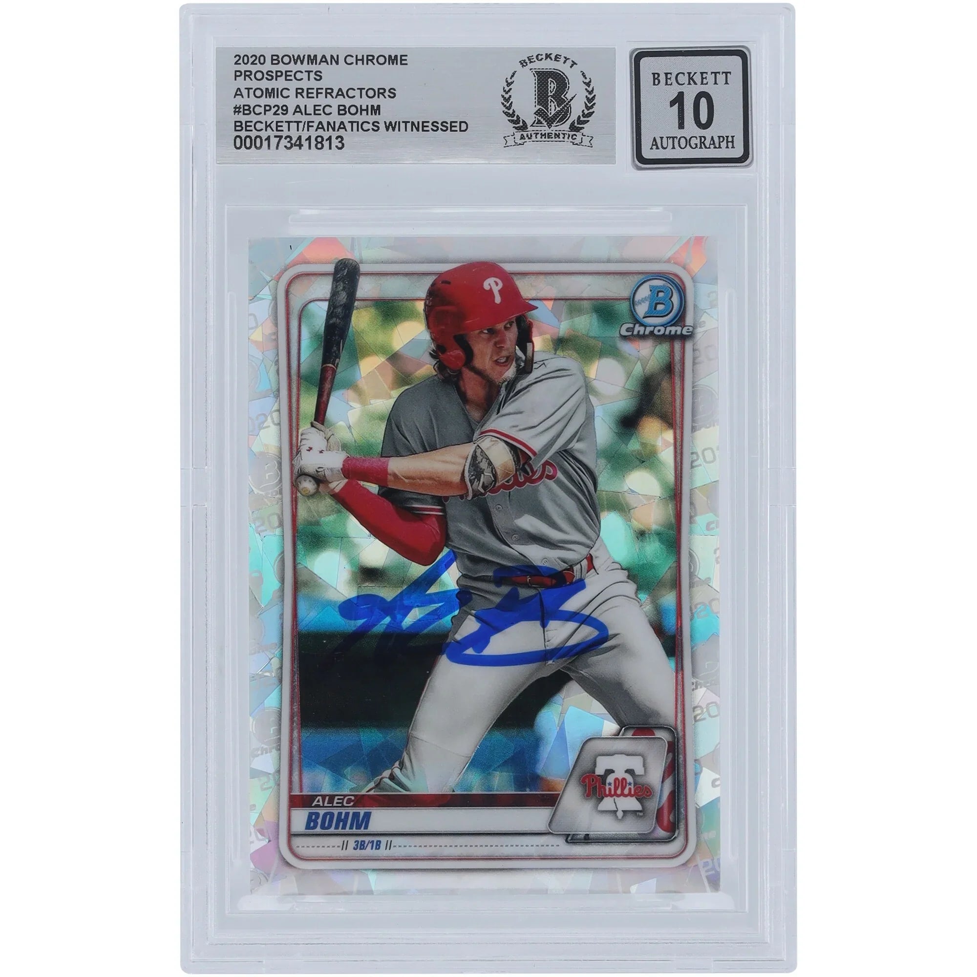 Alec Bohm Signed 2020 Bowman Chrome Prospects Atomic Refractor #BCP-29 | Beckett Authentic