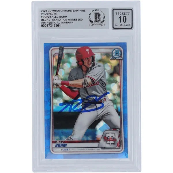 Alec Bohm Signed 2020 Bowman Chrome Sapphire Prospects Card #BCP-29 | Graded 10