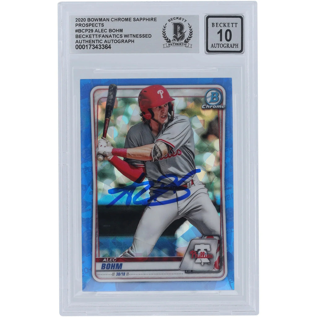 Alec Bohm Signed 2020 Bowman Chrome Sapphire Prospects Card #BCP-29 | Graded 10