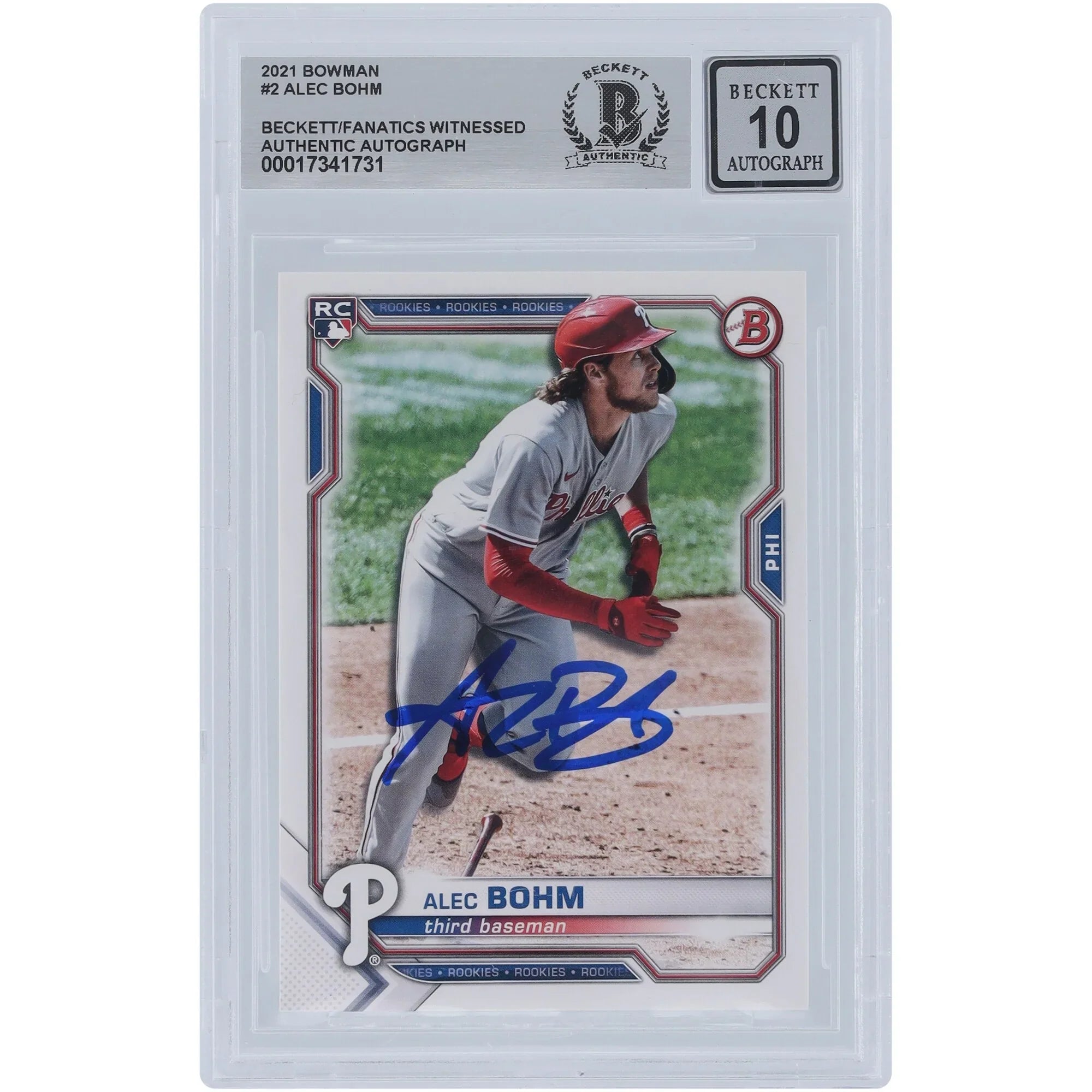 Alec Bohm Signed 2021 Bowman #2 Rookie Card | Beckett Graded 10