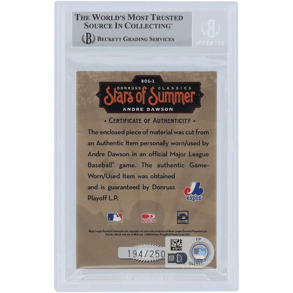 Andre Dawson Signed 2005 Donruss Classics Stars of Summer Relic | #/250