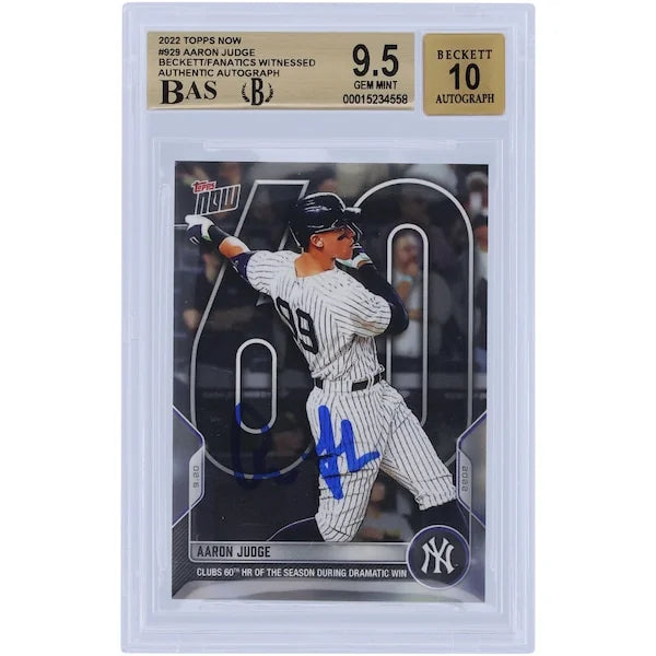 Aaron Judge Signed 2022 Topps Now 60th HR #929 Card | Beckett 9.5