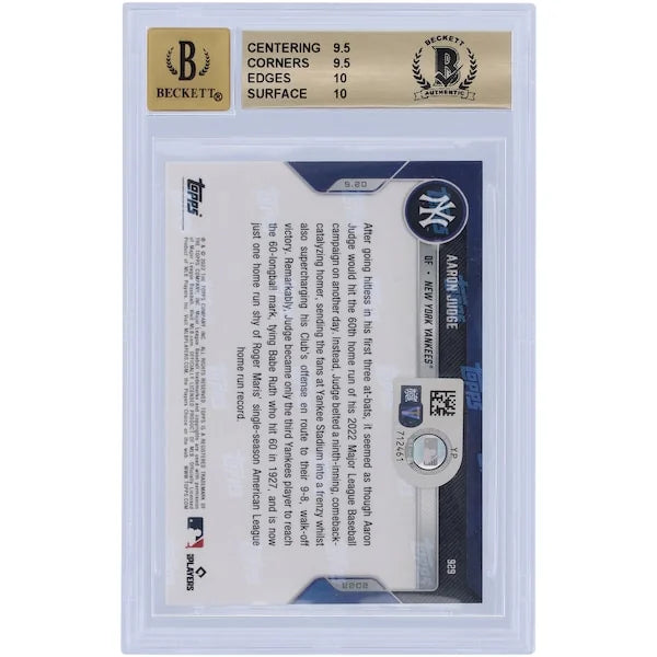 Aaron Judge Signed 2022 Topps Now 60th HR #929 Card | Beckett 9.5