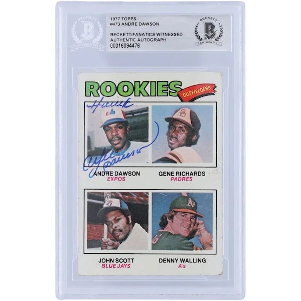 Andre Dawson Signed 1977 Topps Series 2 #473 Rookie Card | HAWK Inscription