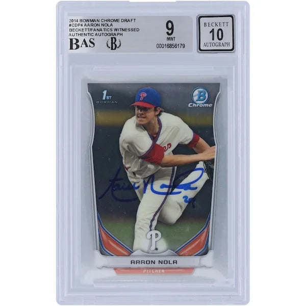 Aaron Nola Signed 2014 Bowman Chrome Draft 1st Bowman #CDP4 | Beckett Authenticated