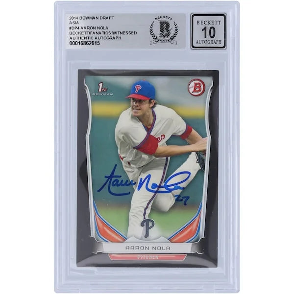 Aaron Nola Signed 2014 Bowman Draft 1st Bowman Asia #DP4 | Graded 10