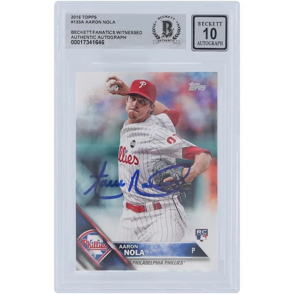 Aaron Nola Signed 2016 Topps #133 Rookie Card | Beckett 10