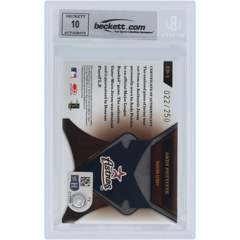 Andy Pettitte Signed 2005 Donruss Leaf Certified Skills Relic Card | Graded 10