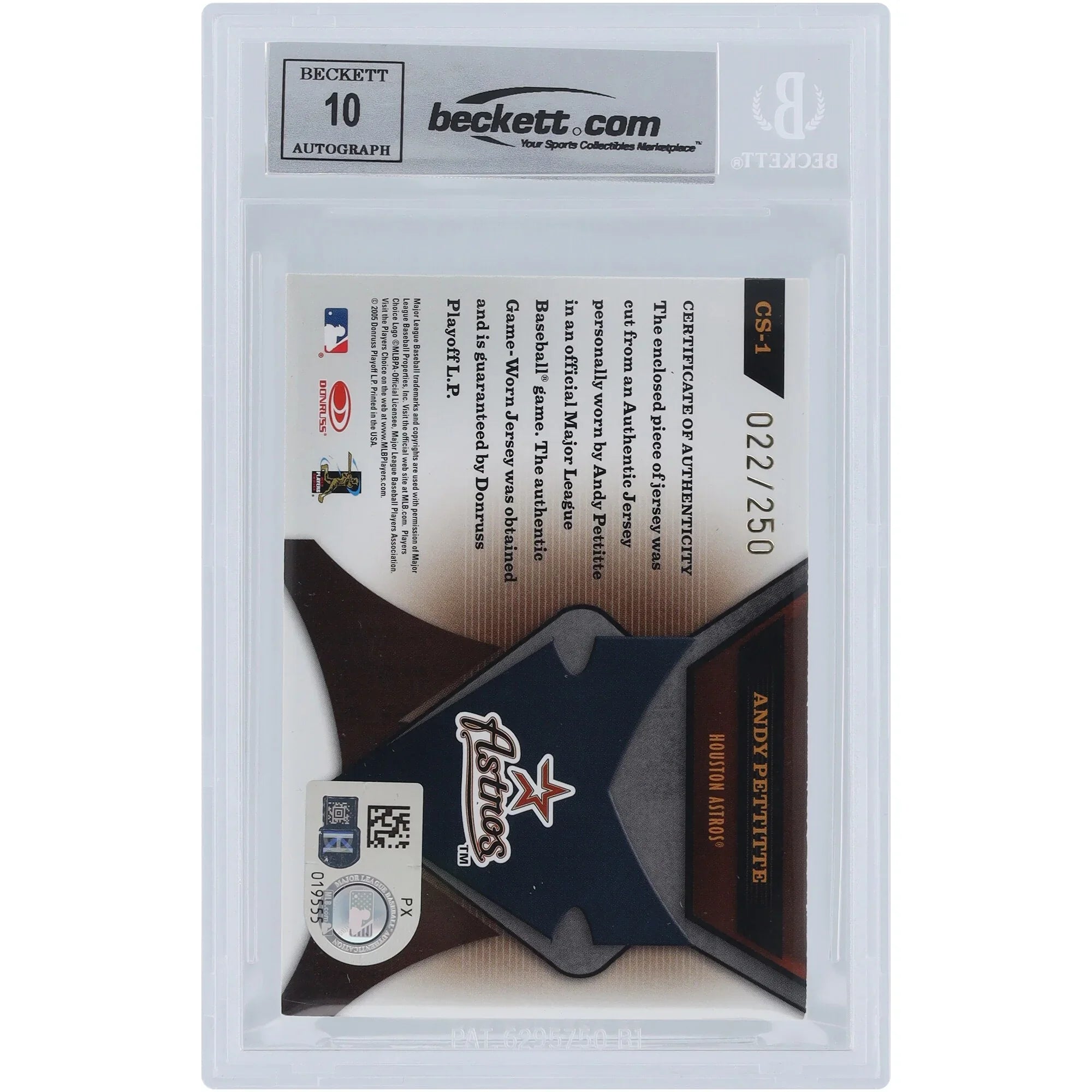 Andy Pettitte Signed 2005 Donruss Leaf Certified Skills Relic Card | Graded 10