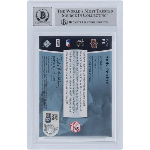 Andy Pettitte Signed 2008 Upper Deck SPx Jersey Relic Card | Graded 10