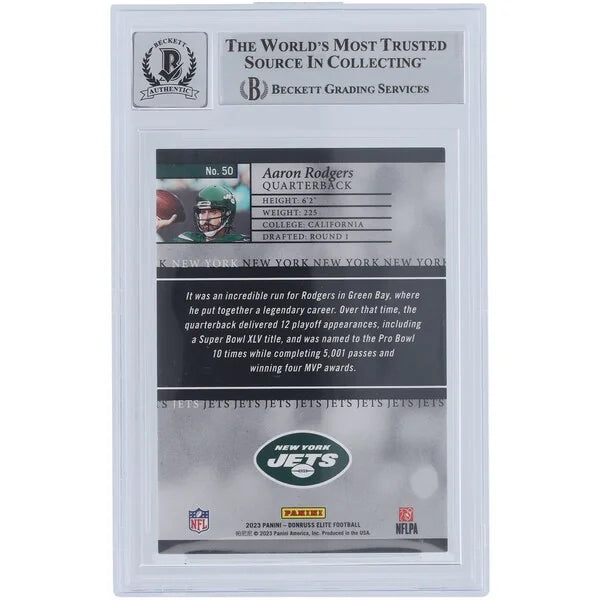 Aaron Rodgers Signed 2023 Panini Donruss Elite Gold #50 Card | #/10 Beckett