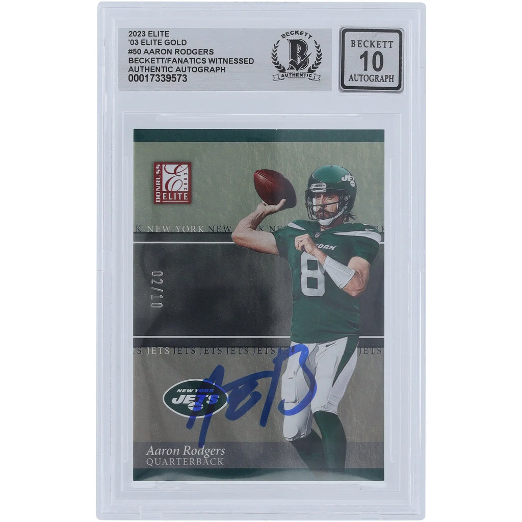 Aaron Rodgers Signed 2023 Panini Donruss Elite Gold #50 Card | #/10 Beckett
