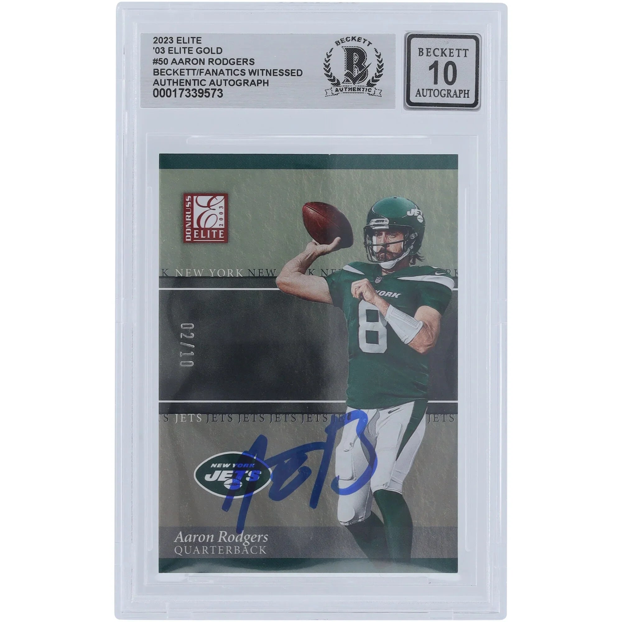 Aaron Rodgers Signed 2023 Panini Donruss Elite Gold #50 Card | #/10 Beckett