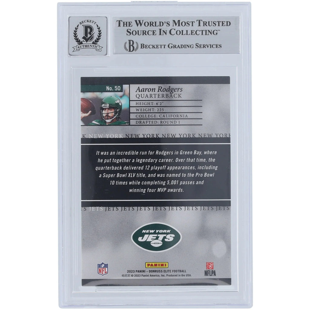 Aaron Rodgers Signed 2023 Panini Donruss Elite Gold #50 Card | #/10 Beckett