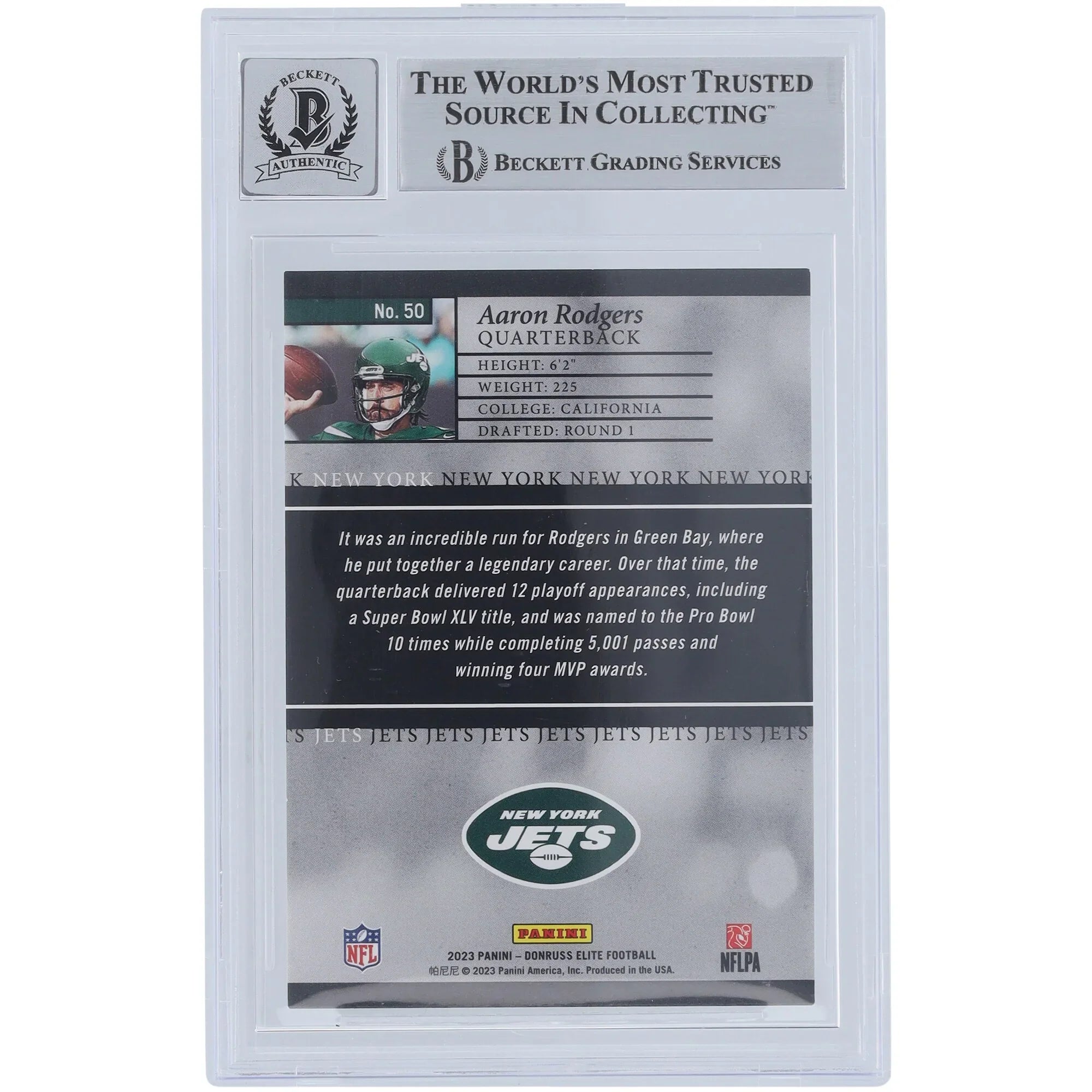 Aaron Rodgers Signed 2023 Panini Donruss Elite Gold #50 Card | #/10 Beckett