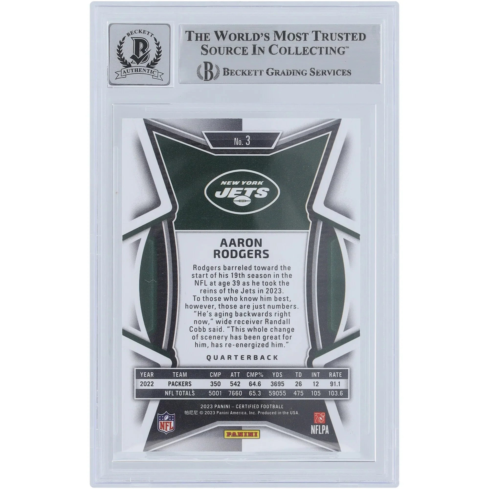 Aaron Rodgers Signed 2023 Panini Certified Mirror Bronze #3 Card | Graded 10