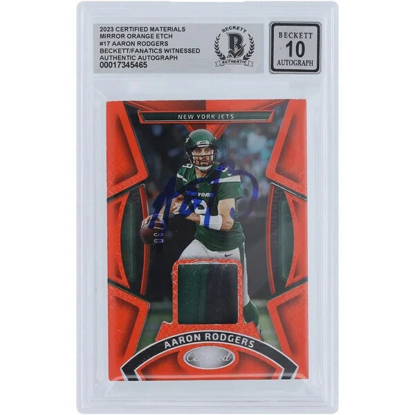 Aaron Rodgers Signed 2023 Panini Certified Materials Mirror Orange Etch Card | Graded 10