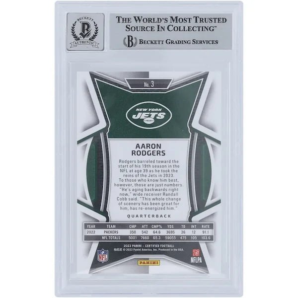 Aaron Rodgers Signed 2023 Panini Certified Mirror Card #3 #/349 | Beckett Graded 9