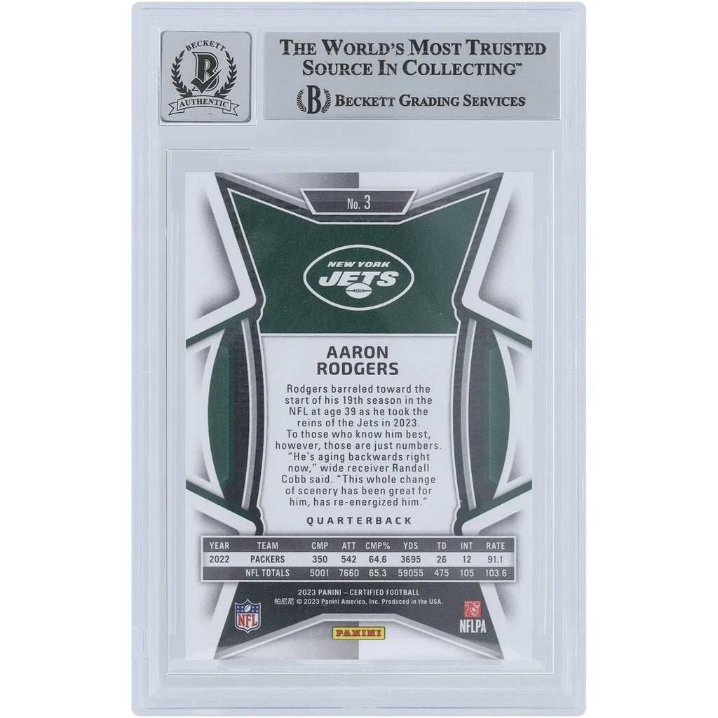 Aaron Rodgers Signed 2023 Panini Certified Mirror Card #3 #/349 | Beckett Graded 9