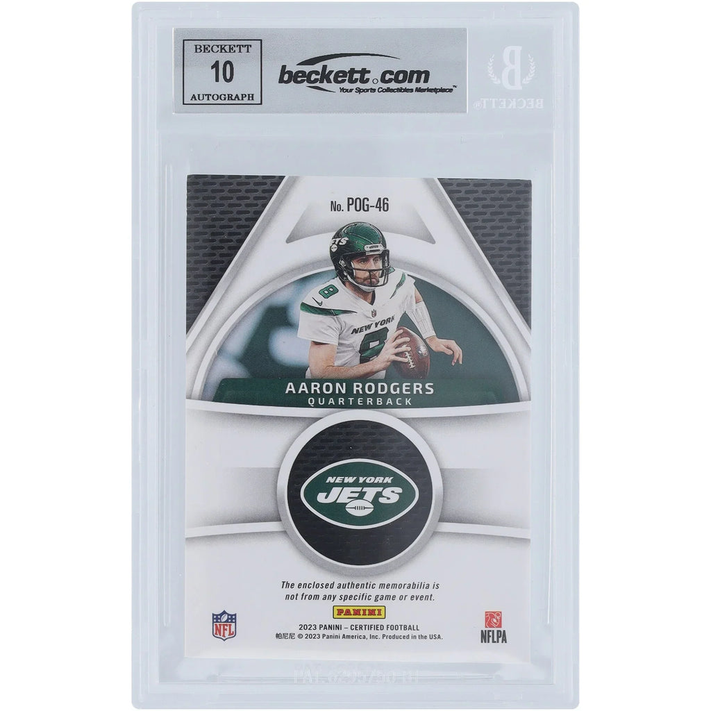 Aaron Rodgers Signed 2023 Panini Certified Piece of the Game Card #POG-46 | Beckett 10