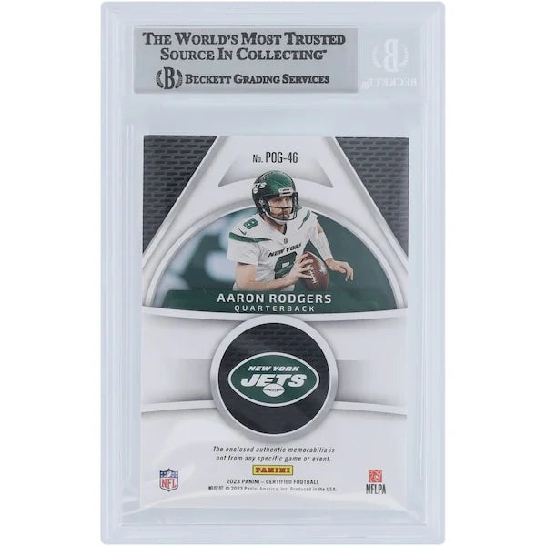 Aaron Rodgers Signed 2023 Panini Certified Piece of the Game Red Relic Card | Beckett Auth