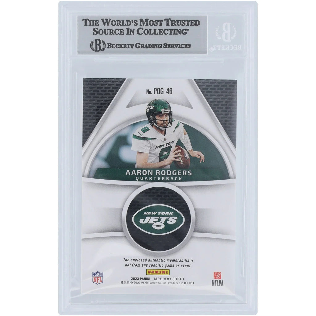 Aaron Rodgers Signed 2023 Panini Certified Piece of the Game Red Relic Card | Beckett Auth