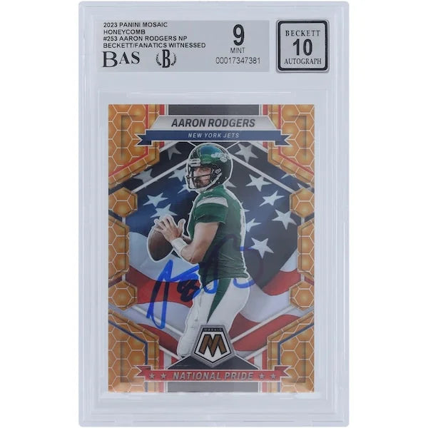 Aaron Rodgers Signed 2023 Panini Mosaic National Pride #253 | Beckett Authenticated 9