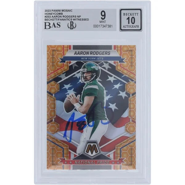 Aaron Rodgers Signed 2023 Panini Mosaic National Pride #253 | Beckett Authenticated 9