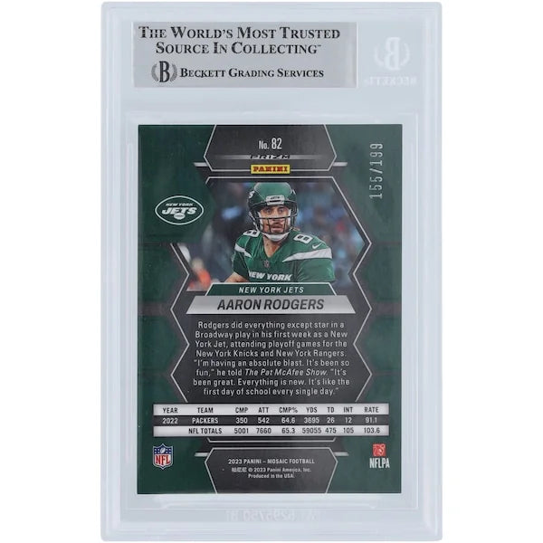 Aaron Rodgers Signed 2023 Panini Mosaic Orange #82 #/199 | Beckett Authenticated