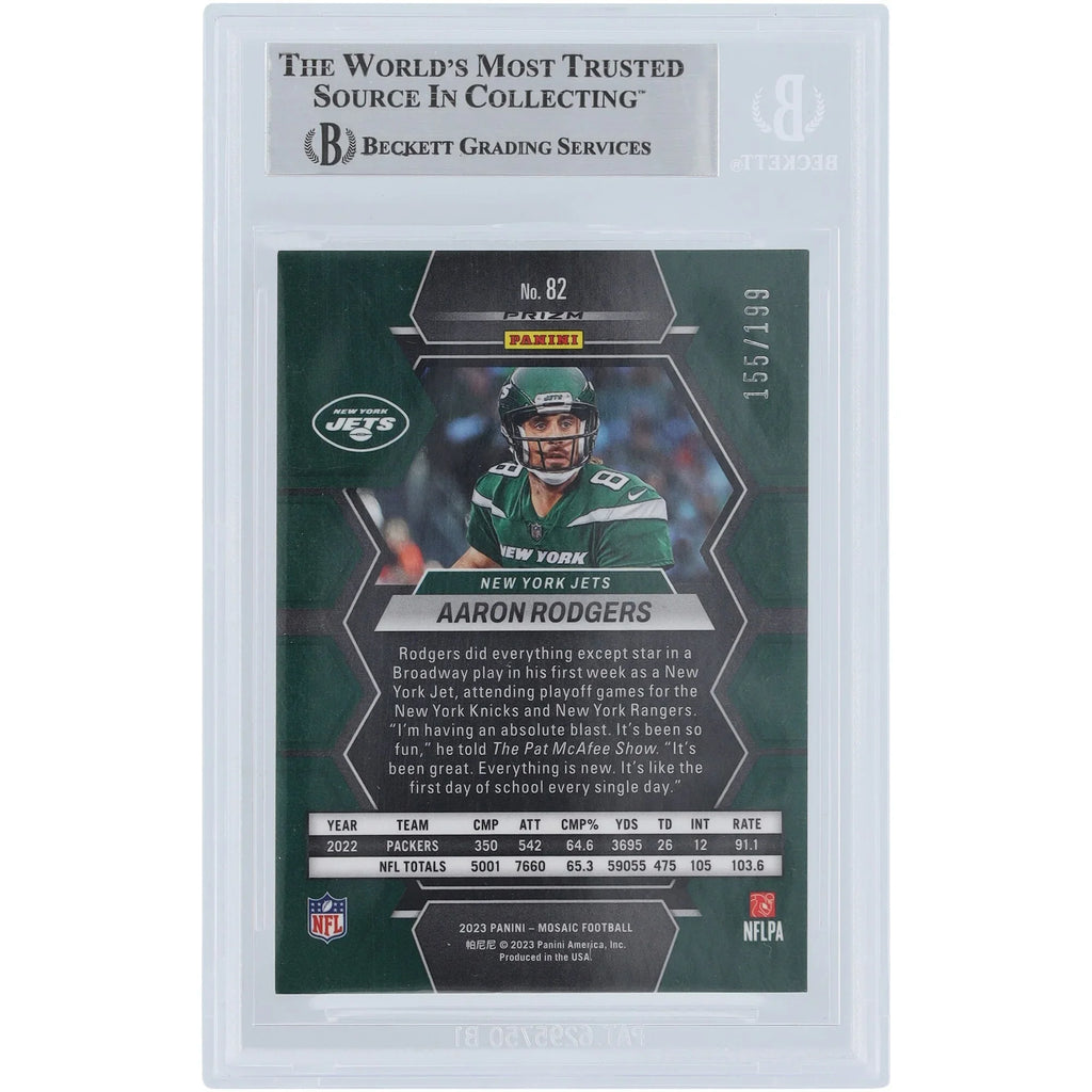 Aaron Rodgers Signed 2023 Panini Mosaic Orange #82 #/199 | Beckett Authenticated