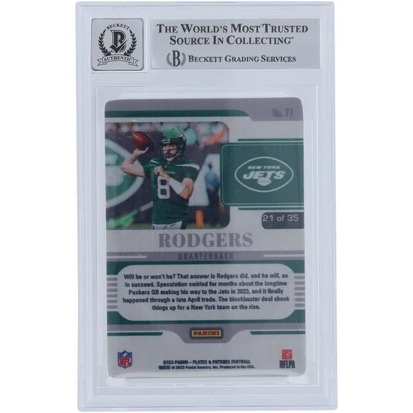 Aaron Rodgers Signed 2023 Panini Plates & Patches Metal Vector #77 Card | #/35