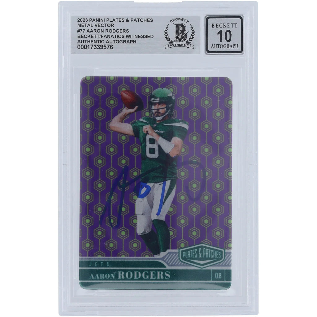 Aaron Rodgers Signed 2023 Panini Plates & Patches Metal Vector #77 Card | #/35
