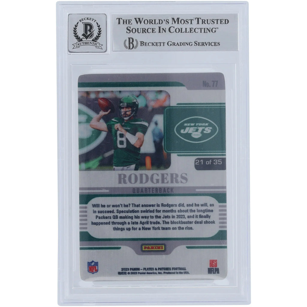 Aaron Rodgers Signed 2023 Panini Plates & Patches Metal Vector #77 Card | #/35